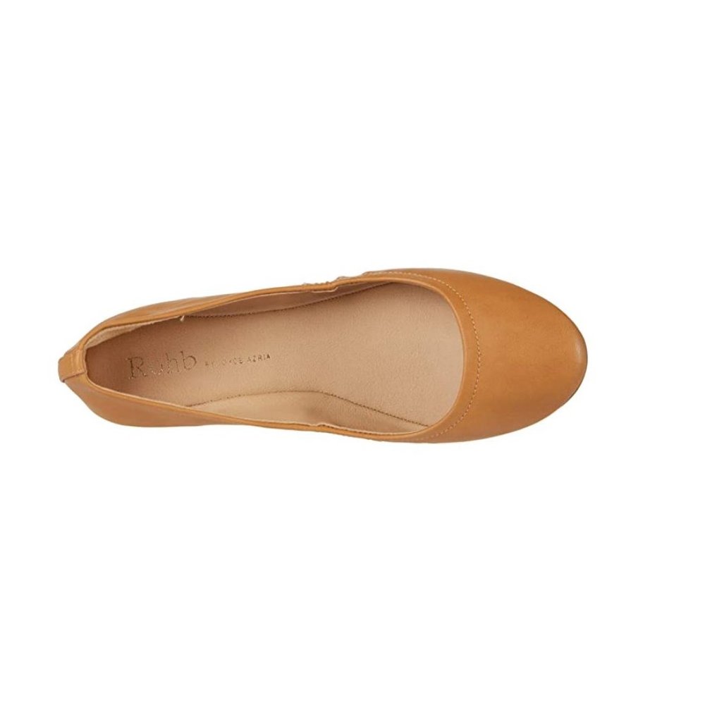 Rohb Corsica Ballerina Flats Ballet Cognac Shoes X - Picture 2 of 3